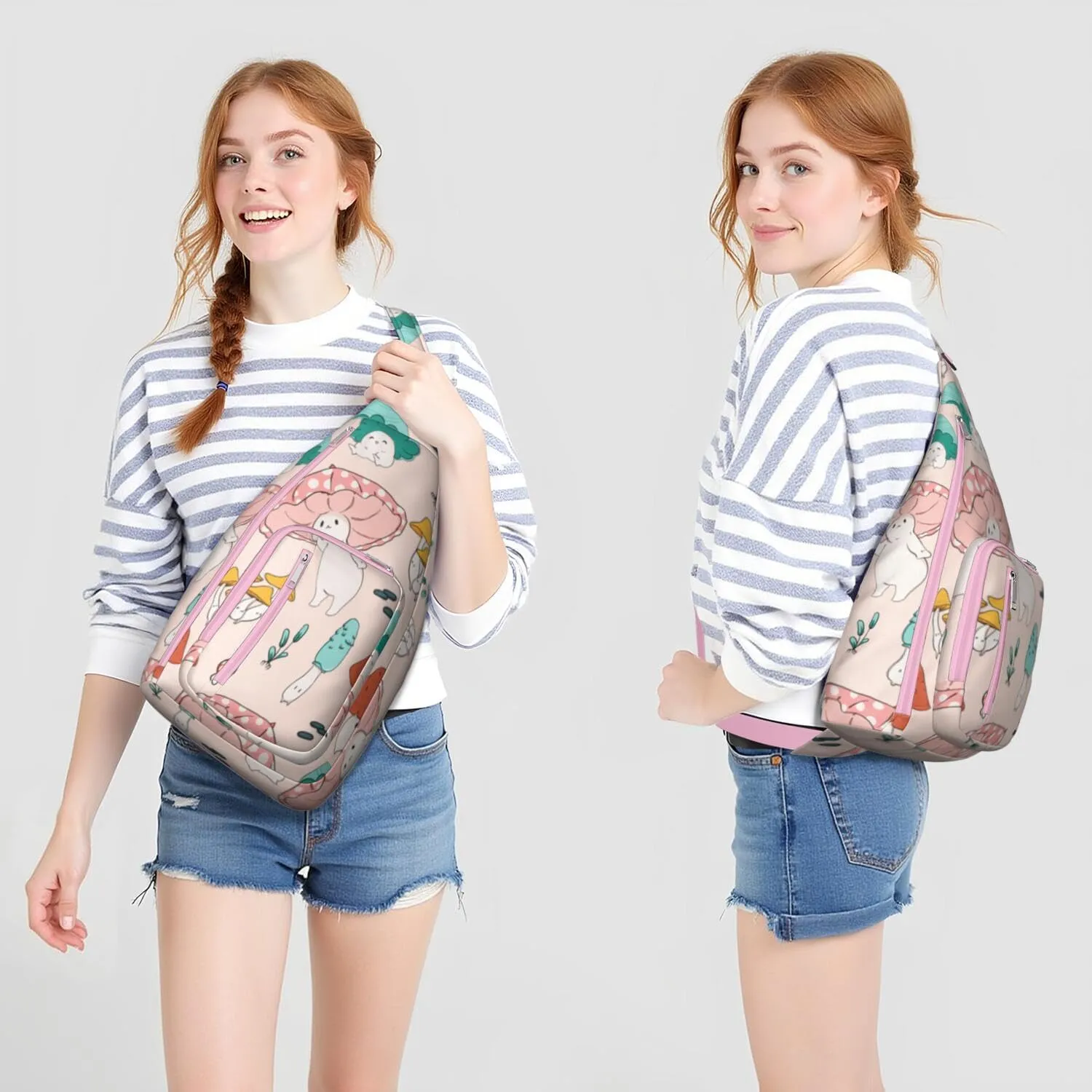 Shoulder Sling Crossbody Casual Chest Bag For Travel Sports Running,Backpack for Men & Women Lightweight Sports BagCrossbody Concealed Carry,Mushroom Shoulder Bag Waterproof Chest Bag