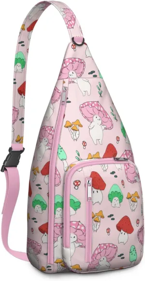 Shoulder Sling Crossbody Casual Chest Bag For Travel Sports Running,Backpack for Men & Women Lightweight Sports BagCrossbody Concealed Carry,Mushroom Shoulder Bag Waterproof Chest Bag