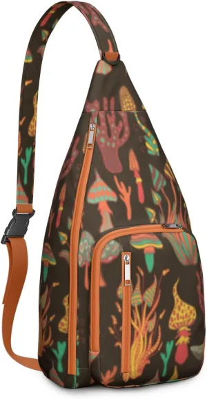 Shoulder Sling Crossbody Casual Chest Bag For Travel Sports Running,Backpack for Men & Women Lightweight Sports BagCrossbody Concealed Carry,Mushroom Shoulder Bag Waterproof Chest Bag