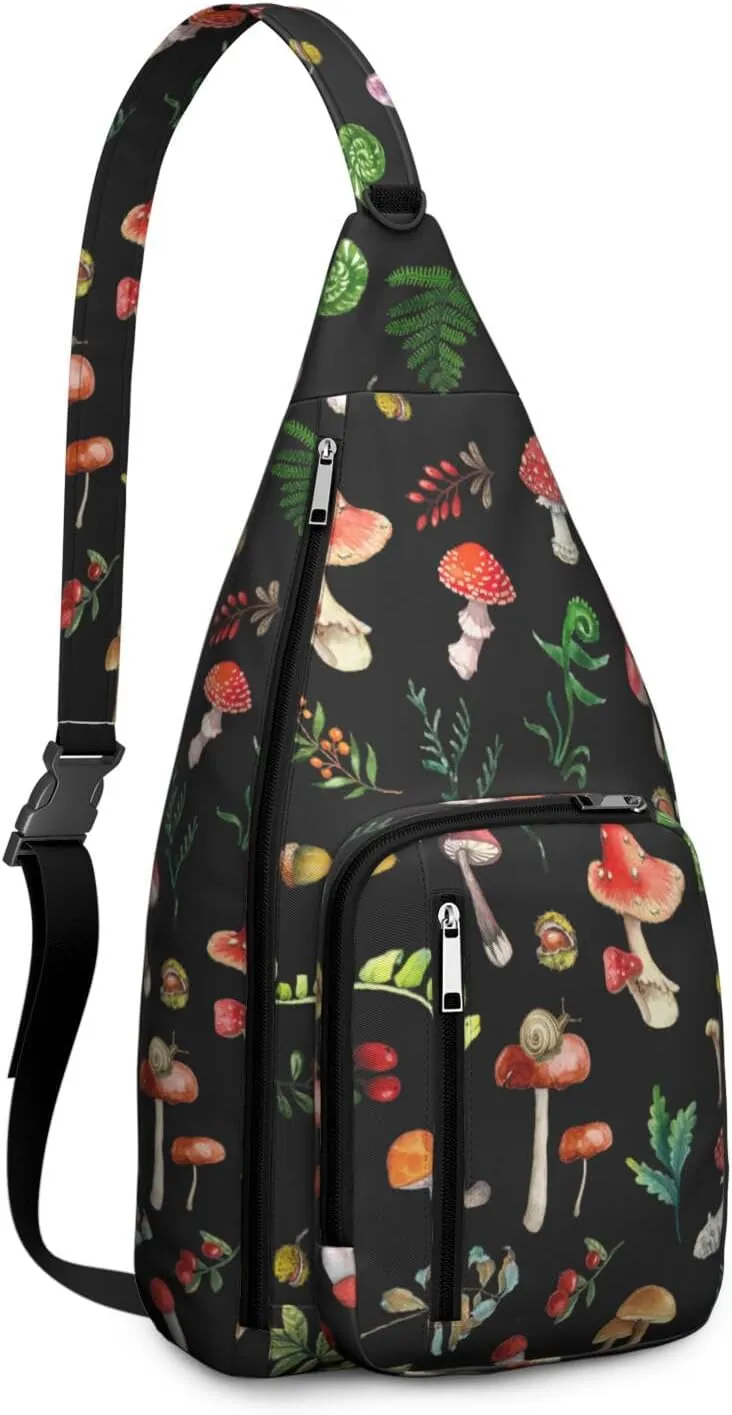 Shoulder Sling Crossbody Casual Chest Bag For Travel Sports Running,Backpack for Men & Women Lightweight Sports BagCrossbody Concealed Carry,Mushroom Shoulder Bag Waterproof Chest Bag