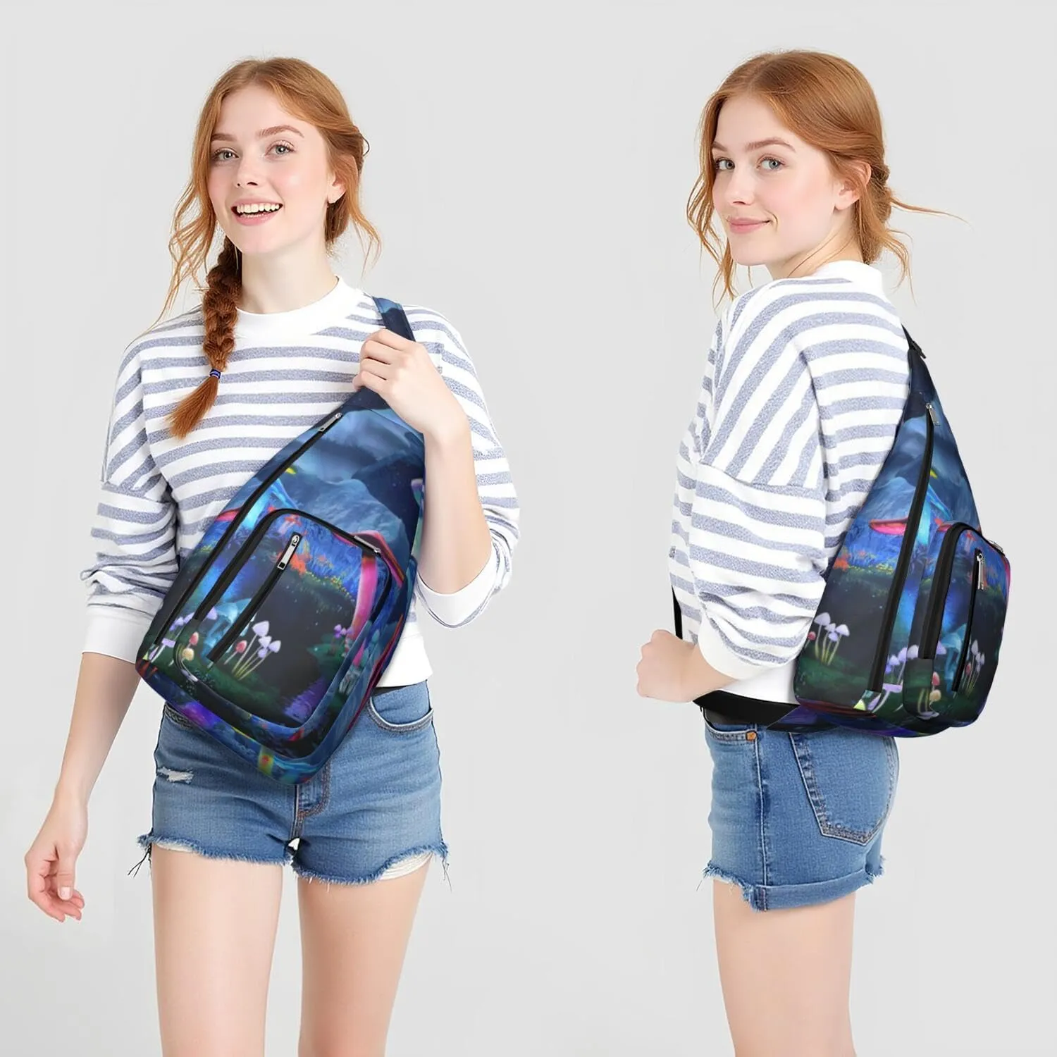 Shoulder Sling Crossbody Casual Chest Bag For Travel Sports Running,Backpack for Men & Women Lightweight Sports BagCrossbody Concealed Carry,Mushroom Shoulder Bag Waterproof Chest Bag