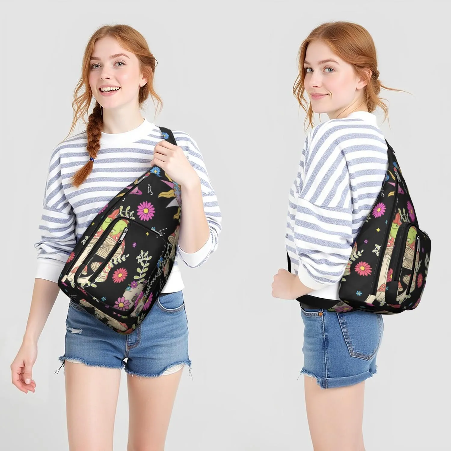 Shoulder Sling Crossbody Casual Chest Bag For Travel Sports Running,Backpack for Men & Women Lightweight Sports BagCrossbody Concealed Carry,Mushroom Shoulder Bag Waterproof Chest Bag