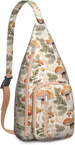 Shoulder Sling Crossbody Casual Chest Bag For Travel Sports Running,Backpack for Men & Women Lightweight Sports BagCrossbody Concealed Carry,Mushroom Shoulder Bag Waterproof Chest Bag