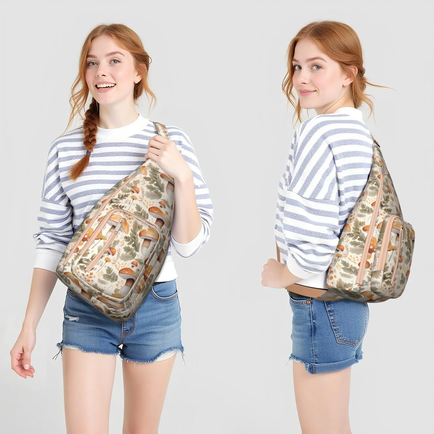 Shoulder Sling Crossbody Casual Chest Bag For Travel Sports Running,Backpack for Men & Women Lightweight Sports BagCrossbody Concealed Carry,Mushroom Shoulder Bag Waterproof Chest Bag