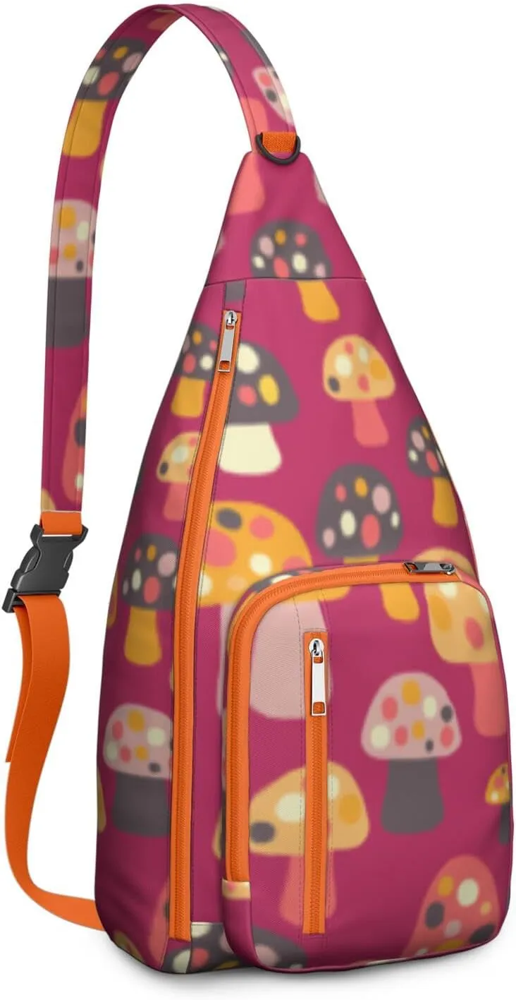 Shoulder Sling Crossbody Casual Chest Bag For Travel Sports Running,Backpack for Men & Women Lightweight Sports BagCrossbody Concealed Carry,Mushroom Shoulder Bag Waterproof Chest Bag
