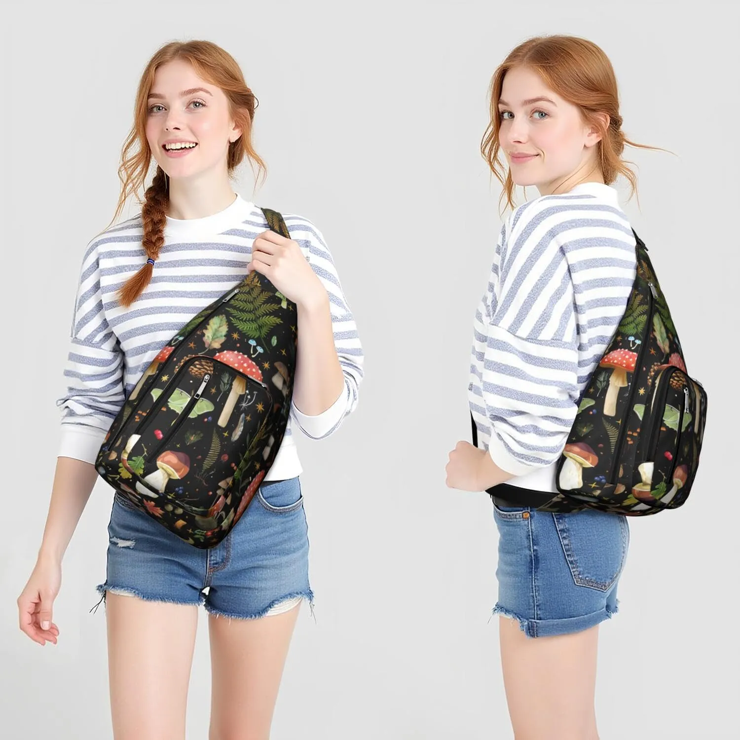 Shoulder Sling Crossbody Casual Chest Bag For Travel Sports Running,Backpack for Men & Women Lightweight Sports BagCrossbody Concealed Carry,Mushroom Shoulder Bag Waterproof Chest Bag