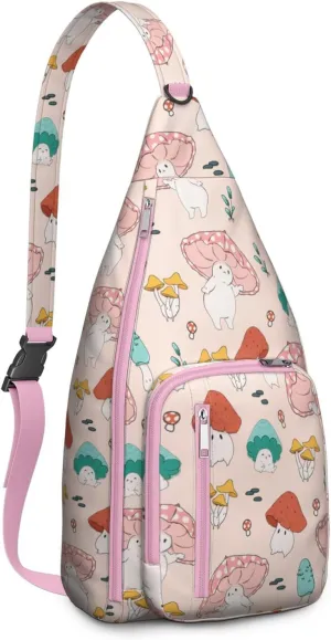 Shoulder Sling Crossbody Casual Chest Bag For Travel Sports Running,Backpack for Men & Women Lightweight Sports BagCrossbody Concealed Carry,Mushroom Shoulder Bag Waterproof Chest Bag