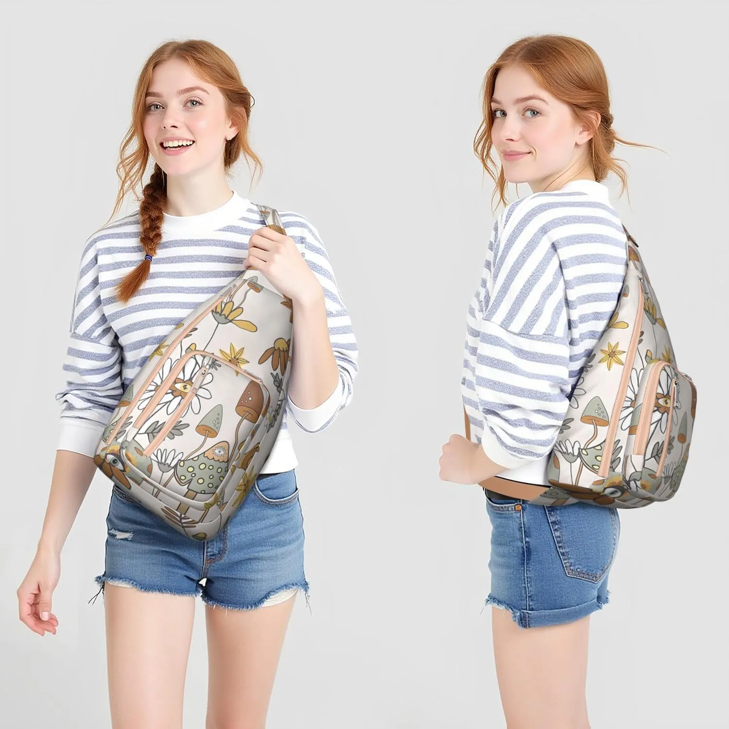 Shoulder Sling Crossbody Casual Chest Bag For Travel Sports Running,Backpack for Men & Women Lightweight Sports BagCrossbody Concealed Carry,Mushroom Shoulder Bag Waterproof Chest Bag