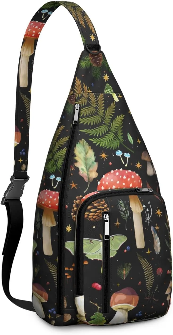 Shoulder Sling Crossbody Casual Chest Bag For Travel Sports Running,Backpack for Men & Women Lightweight Sports BagCrossbody Concealed Carry,Mushroom Shoulder Bag Waterproof Chest Bag
