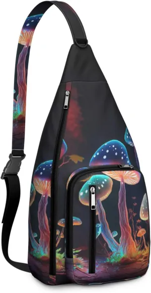 Shoulder Sling Crossbody Casual Chest Bag For Travel Sports Running,Backpack for Men & Women Lightweight Sports BagCrossbody Concealed Carry,Mushroom Shoulder Bag Waterproof Chest Bag