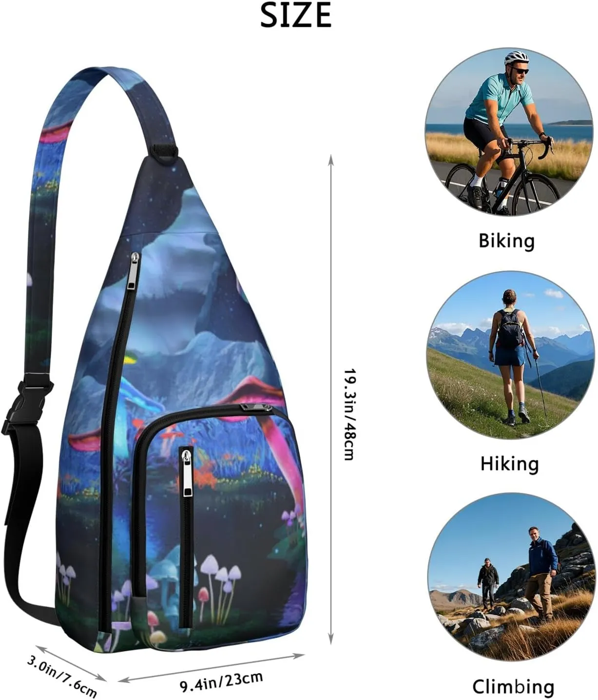Shoulder Sling Crossbody Casual Chest Bag For Travel Sports Running,Backpack for Men & Women Lightweight Sports BagCrossbody Concealed Carry,Mushroom Shoulder Bag Waterproof Chest Bag
