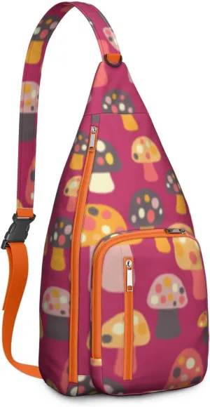 Shoulder Sling Crossbody Casual Chest Bag For Travel Sports Running,Backpack for Men & Women Lightweight Sports BagCrossbody Concealed Carry,Mushroom Shoulder Bag Waterproof Chest Bag