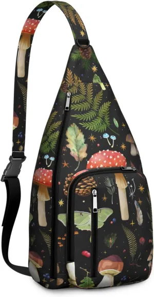 Shoulder Sling Crossbody Casual Chest Bag For Travel Sports Running,Backpack for Men & Women Lightweight Sports BagCrossbody Concealed Carry,Mushroom Shoulder Bag Waterproof Chest Bag