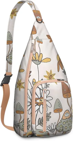 Shoulder Sling Crossbody Casual Chest Bag For Travel Sports Running,Backpack for Men & Women Lightweight Sports BagCrossbody Concealed Carry,Mushroom Shoulder Bag Waterproof Chest Bag