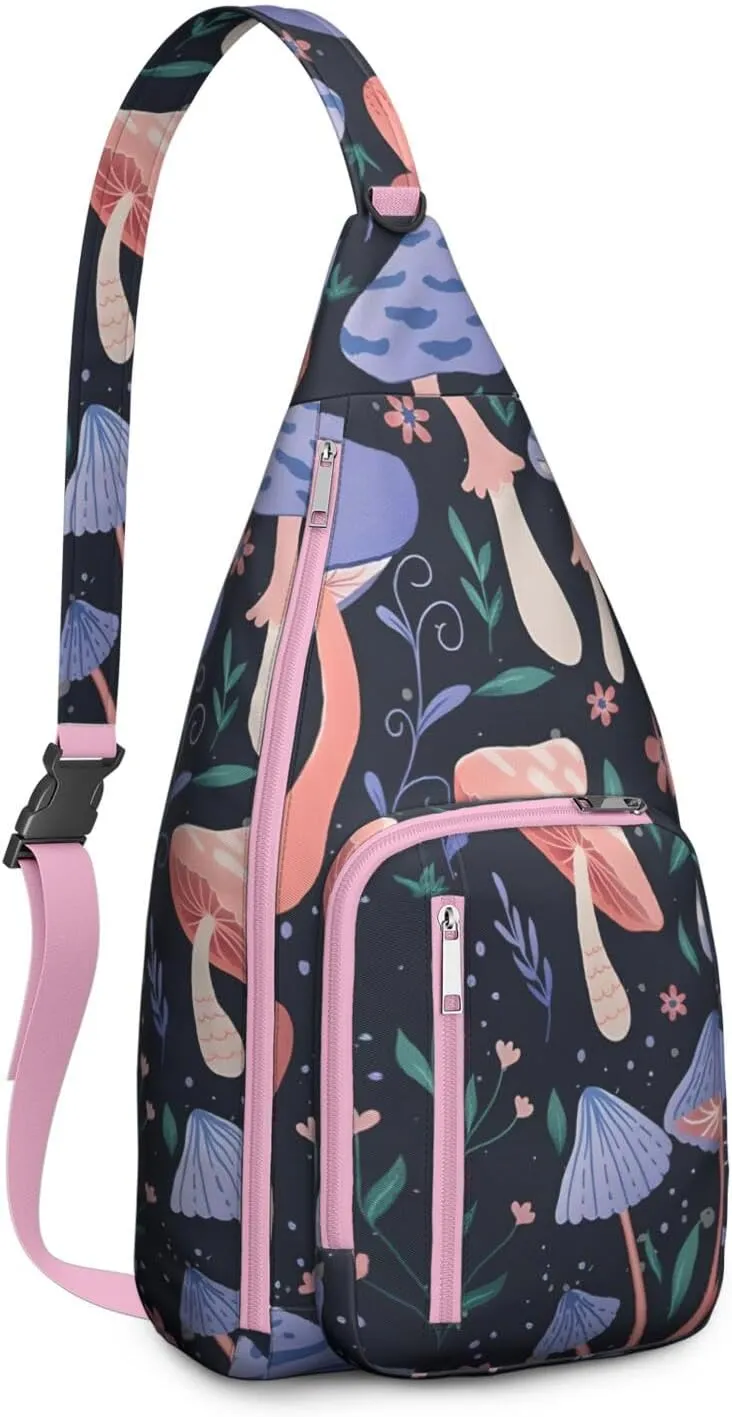 Shoulder Sling Crossbody Casual Chest Bag For Travel Sports Running,Backpack for Men & Women Lightweight Sports BagCrossbody Concealed Carry,Mushroom Shoulder Bag Waterproof Chest Bag