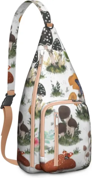 Shoulder Sling Crossbody Casual Chest Bag For Travel Sports Running,Backpack for Men & Women Lightweight Sports BagCrossbody Concealed Carry,Mushroom Shoulder Bag Waterproof Chest Bag