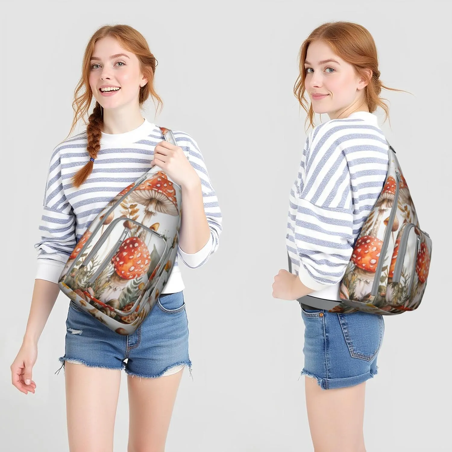 Shoulder Sling Crossbody Casual Chest Bag For Travel Sports Running,Backpack for Men & Women Lightweight Sports BagCrossbody Concealed Carry,Mushroom Shoulder Bag Waterproof Chest Bag