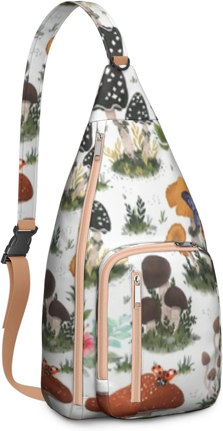 Shoulder Sling Crossbody Casual Chest Bag For Travel Sports Running,Backpack for Men & Women Lightweight Sports BagCrossbody Concealed Carry,Mushroom Shoulder Bag Waterproof Chest Bag