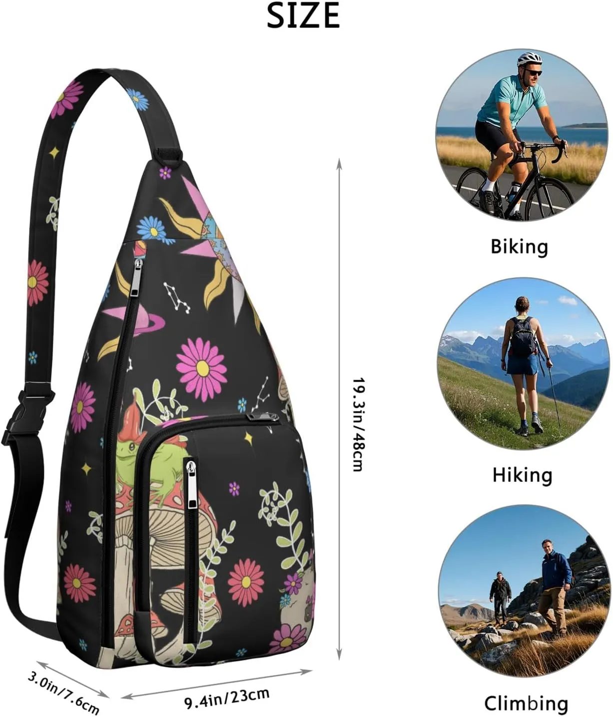 Shoulder Sling Crossbody Casual Chest Bag For Travel Sports Running,Backpack for Men & Women Lightweight Sports BagCrossbody Concealed Carry,Mushroom Shoulder Bag Waterproof Chest Bag