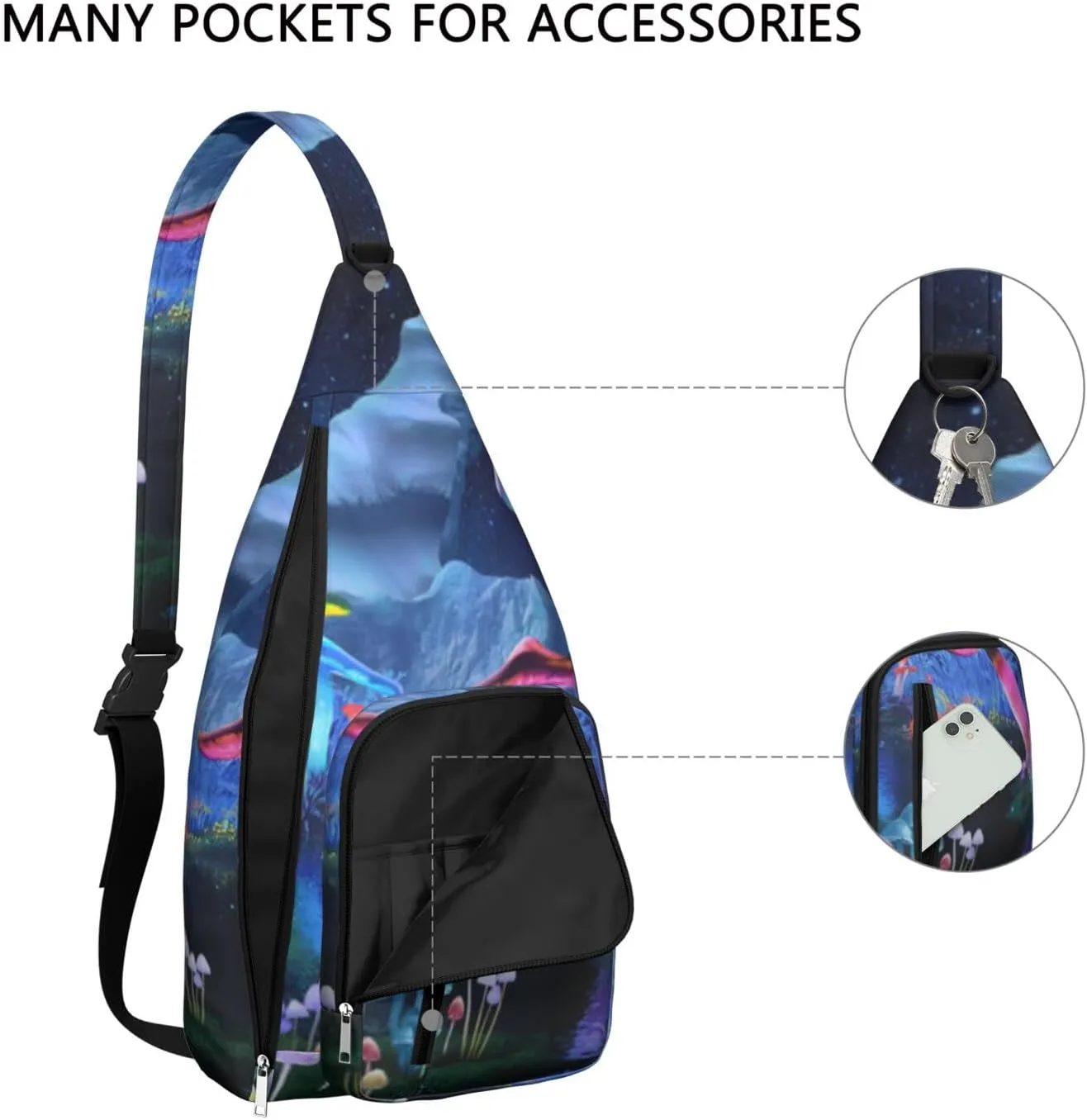 Shoulder Sling Crossbody Casual Chest Bag For Travel Sports Running,Backpack for Men & Women Lightweight Sports BagCrossbody Concealed Carry,Mushroom Shoulder Bag Waterproof Chest Bag