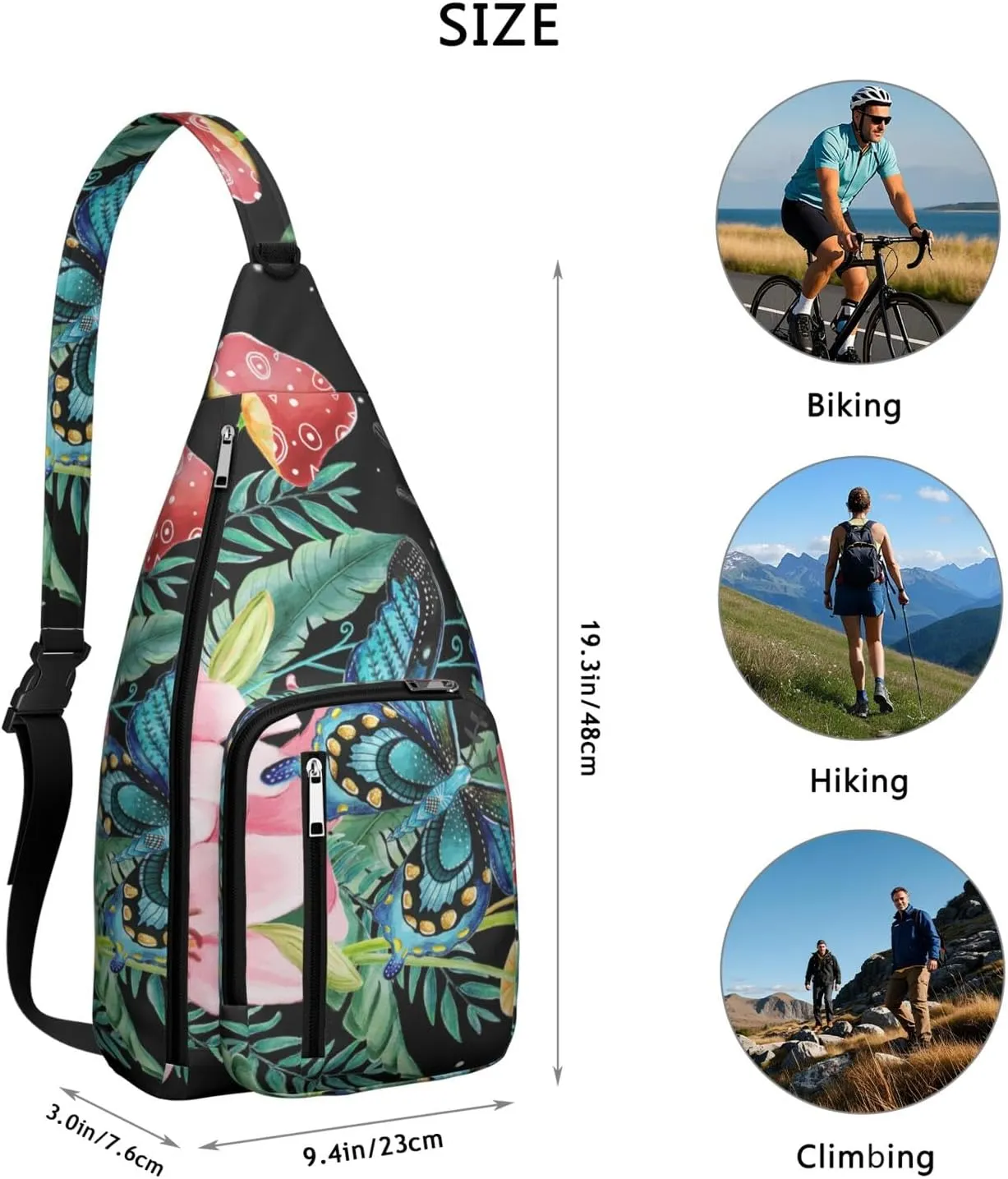 Shoulder Sling Crossbody Casual Chest Bag For Travel Sports Running,Backpack for Men & Women Lightweight Sports BagCrossbody Concealed Carry,Mushroom Shoulder Bag Waterproof Chest Bag