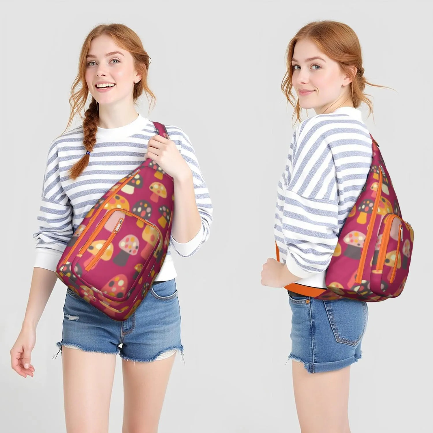Shoulder Sling Crossbody Casual Chest Bag For Travel Sports Running,Backpack for Men & Women Lightweight Sports BagCrossbody Concealed Carry,Mushroom Shoulder Bag Waterproof Chest Bag