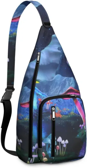 Shoulder Sling Crossbody Casual Chest Bag For Travel Sports Running,Backpack for Men & Women Lightweight Sports BagCrossbody Concealed Carry,Mushroom Shoulder Bag Waterproof Chest Bag