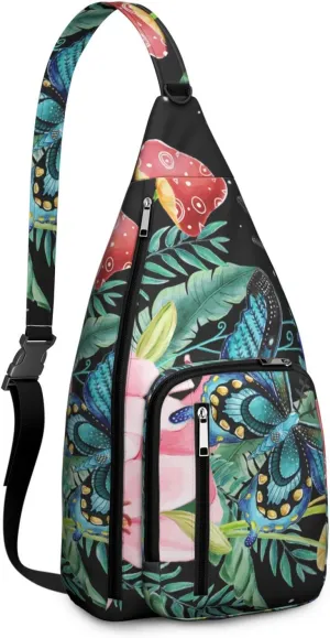 Shoulder Sling Crossbody Casual Chest Bag For Travel Sports Running,Backpack for Men & Women Lightweight Sports BagCrossbody Concealed Carry,Mushroom Shoulder Bag Waterproof Chest Bag