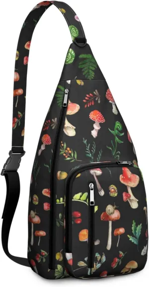 Shoulder Sling Crossbody Casual Chest Bag For Travel Sports Running,Backpack for Men & Women Lightweight Sports BagCrossbody Concealed Carry,Mushroom Shoulder Bag Waterproof Chest Bag