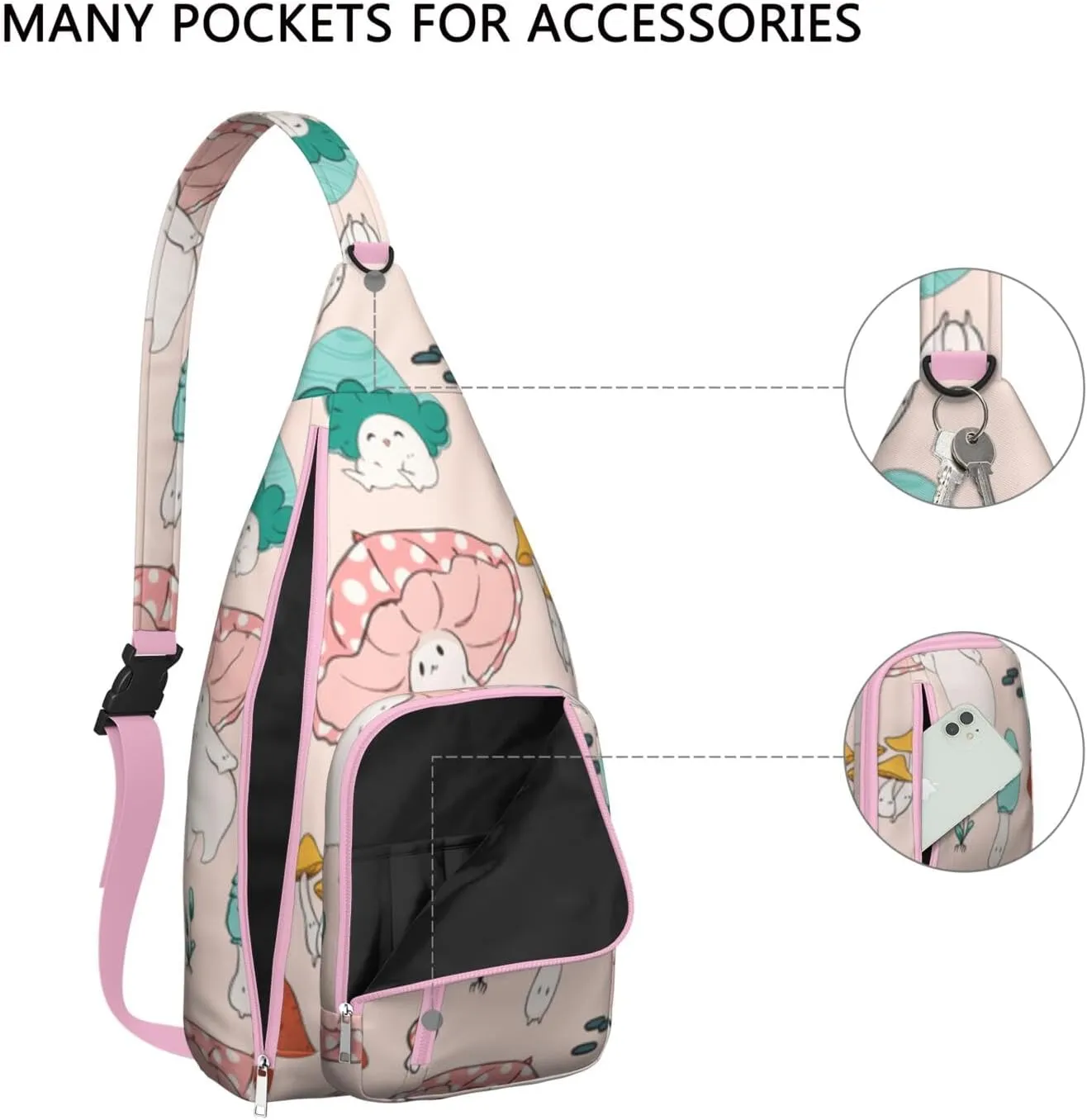 Shoulder Sling Crossbody Casual Chest Bag For Travel Sports Running,Backpack for Men & Women Lightweight Sports BagCrossbody Concealed Carry,Mushroom Shoulder Bag Waterproof Chest Bag