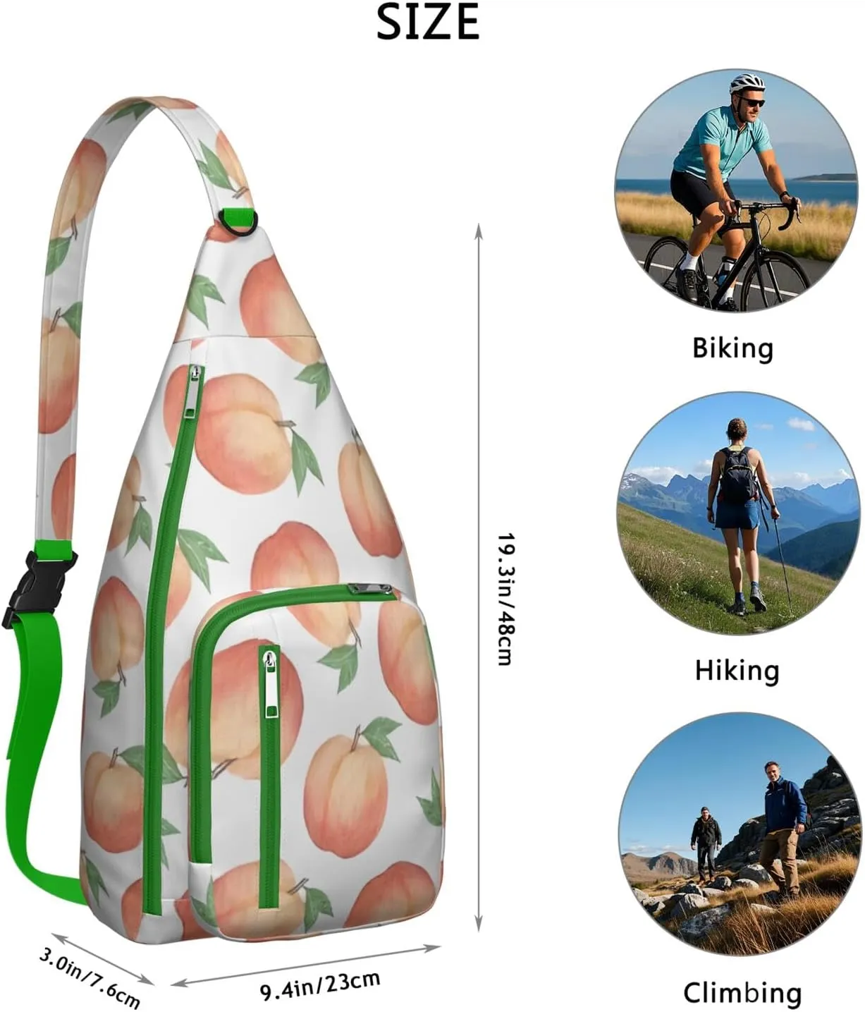 Shoulder Sling Crossbody Casual Chest Bag For Travel Sports Running,Backpack for Men & Women Lightweight Sports BagCrossbody Concealed Carry,Peach Shoulder Bag Waterproof Chest Bag