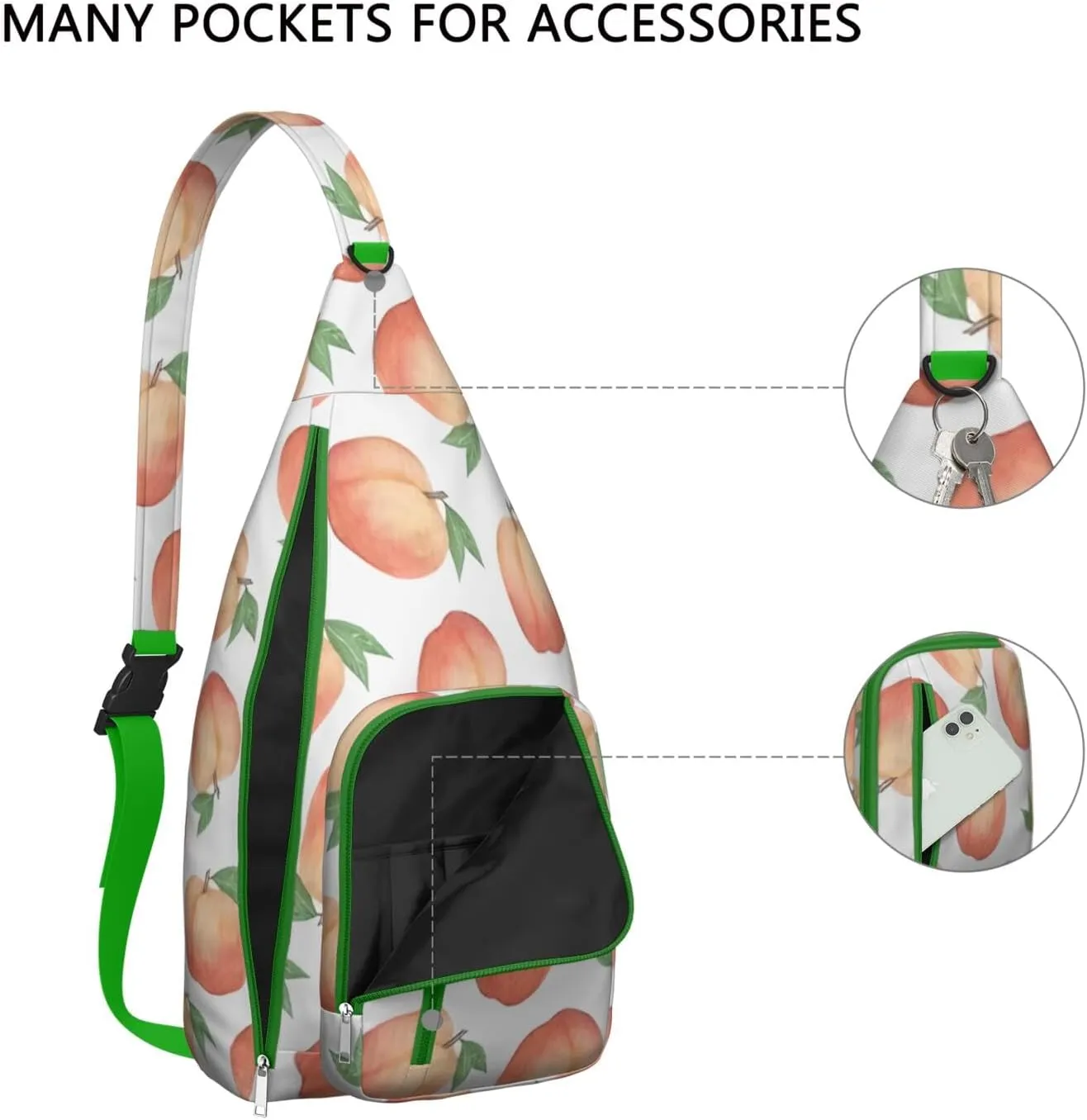 Shoulder Sling Crossbody Casual Chest Bag For Travel Sports Running,Backpack for Men & Women Lightweight Sports BagCrossbody Concealed Carry,Peach Shoulder Bag Waterproof Chest Bag