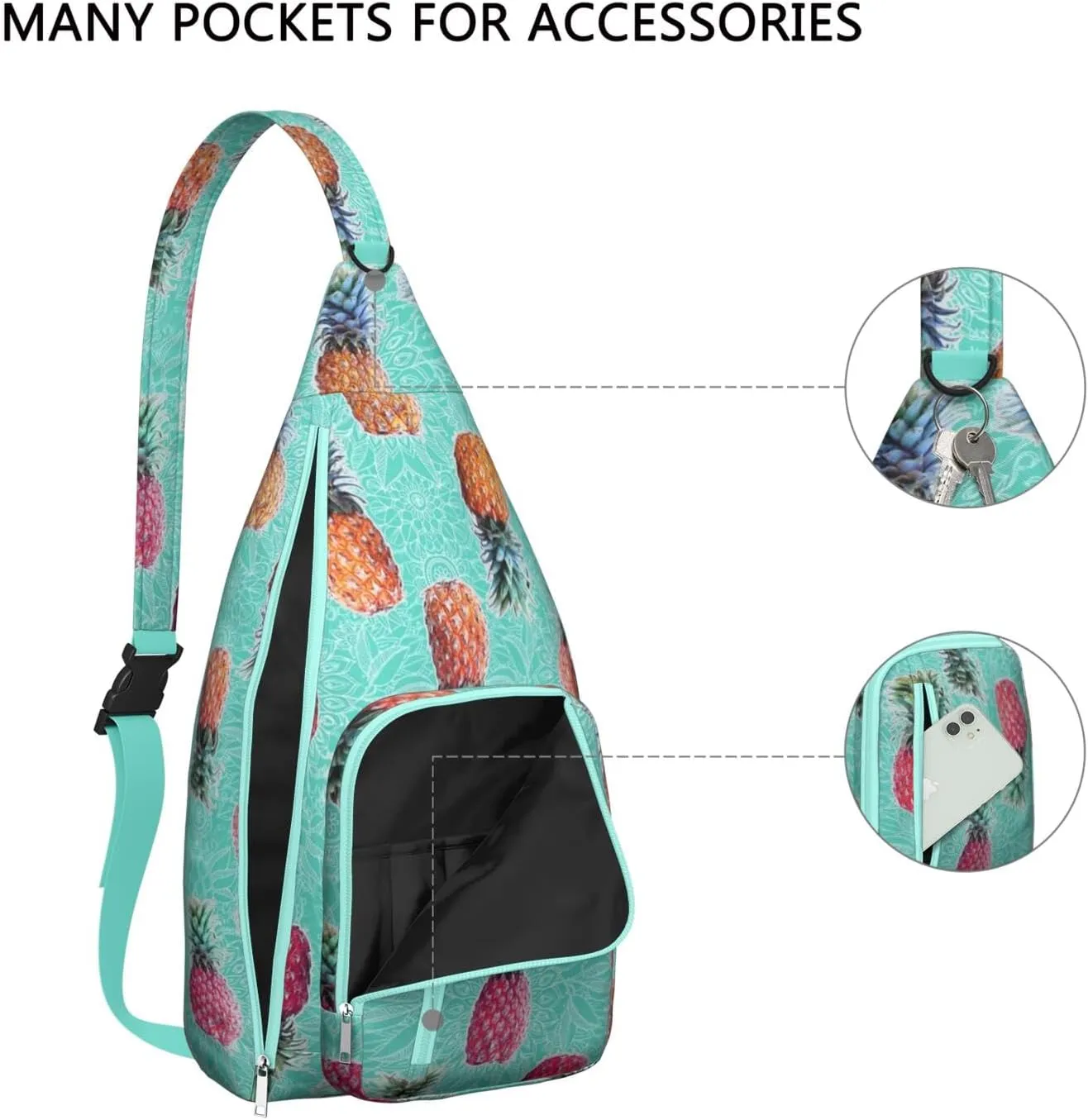 Shoulder Sling Crossbody Casual Chest Bag For Travel Sports Running,Backpack for Men & Women Lightweight Sports BagCrossbody Concealed Carry,Pineapple Shoulder Bag Waterproof Chest Bag