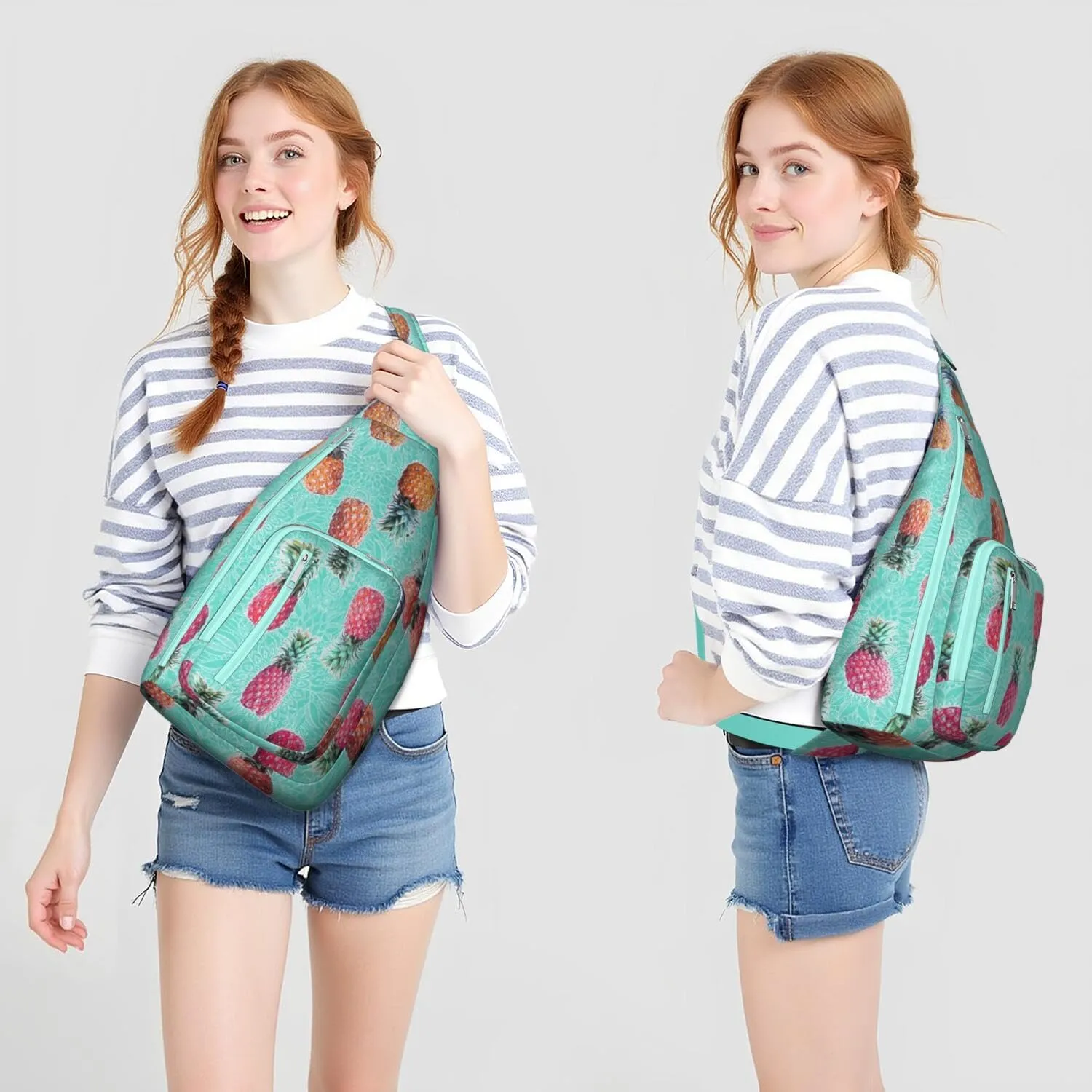 Shoulder Sling Crossbody Casual Chest Bag For Travel Sports Running,Backpack for Men & Women Lightweight Sports BagCrossbody Concealed Carry,Pineapple Shoulder Bag Waterproof Chest Bag