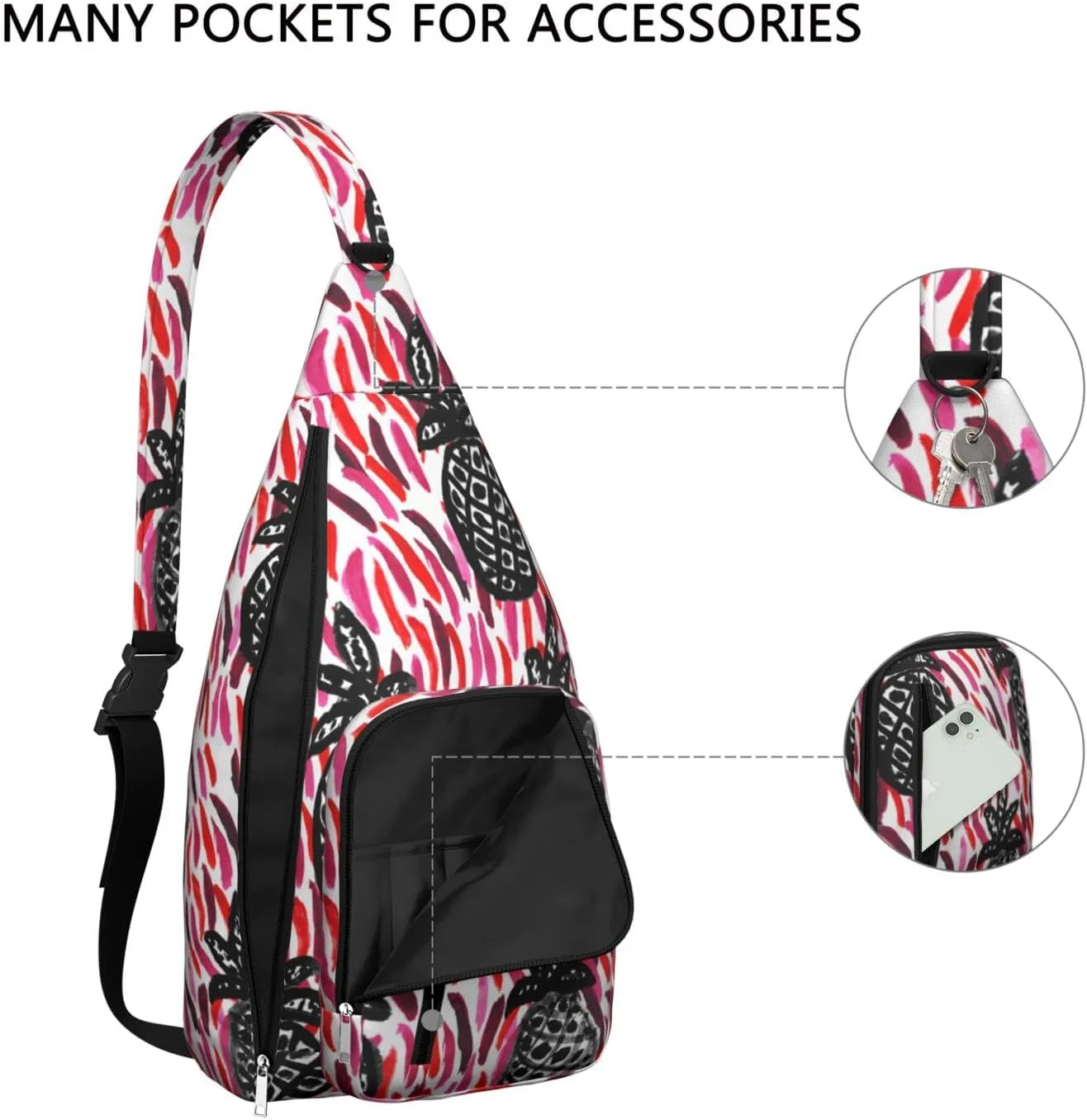 Shoulder Sling Crossbody Casual Chest Bag For Travel Sports Running,Backpack for Men & Women Lightweight Sports BagCrossbody Concealed Carry,Pineapple Shoulder Bag Waterproof Chest Bag