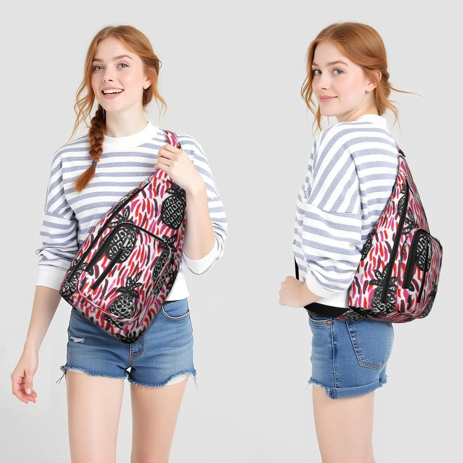 Shoulder Sling Crossbody Casual Chest Bag For Travel Sports Running,Backpack for Men & Women Lightweight Sports BagCrossbody Concealed Carry,Pineapple Shoulder Bag Waterproof Chest Bag
