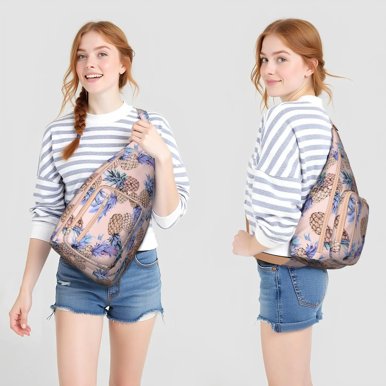Shoulder Sling Crossbody Casual Chest Bag For Travel Sports Running,Backpack for Men & Women Lightweight Sports BagCrossbody Concealed Carry,Pineapple Shoulder Bag Waterproof Chest Bag