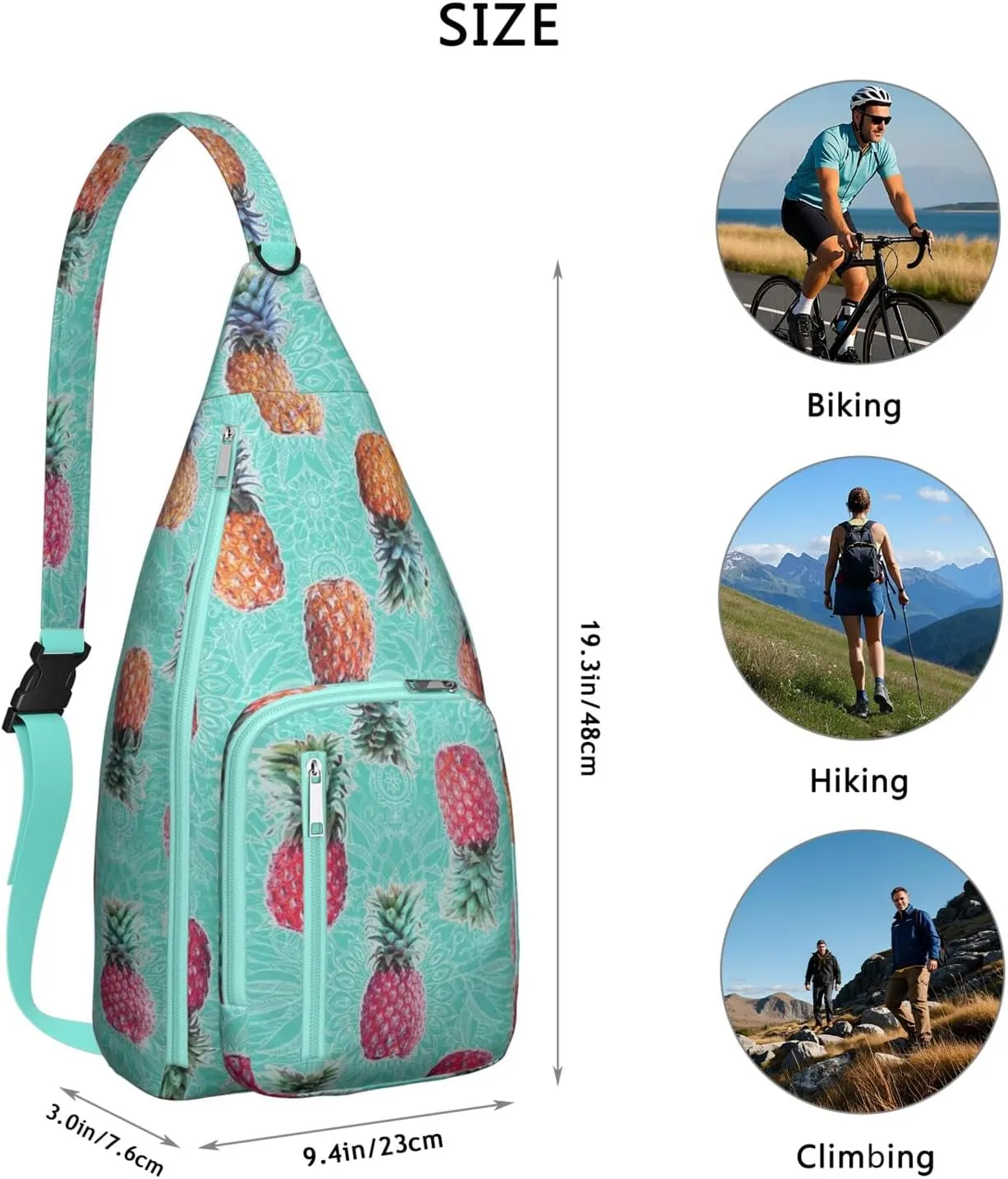 Shoulder Sling Crossbody Casual Chest Bag For Travel Sports Running,Backpack for Men & Women Lightweight Sports BagCrossbody Concealed Carry,Pineapple Shoulder Bag Waterproof Chest Bag