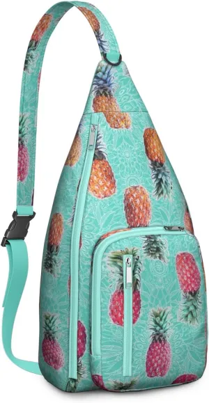 Shoulder Sling Crossbody Casual Chest Bag For Travel Sports Running,Backpack for Men & Women Lightweight Sports BagCrossbody Concealed Carry,Pineapple Shoulder Bag Waterproof Chest Bag