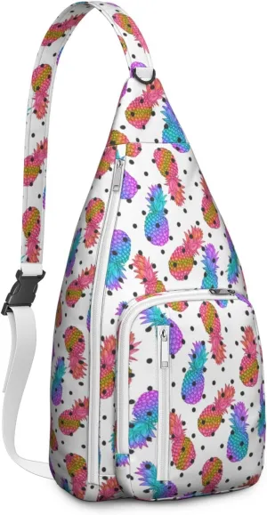 Shoulder Sling Crossbody Casual Chest Bag For Travel Sports Running,Backpack for Men & Women Lightweight Sports BagCrossbody Concealed Carry,Pineapple Shoulder Bag Waterproof Chest Bag