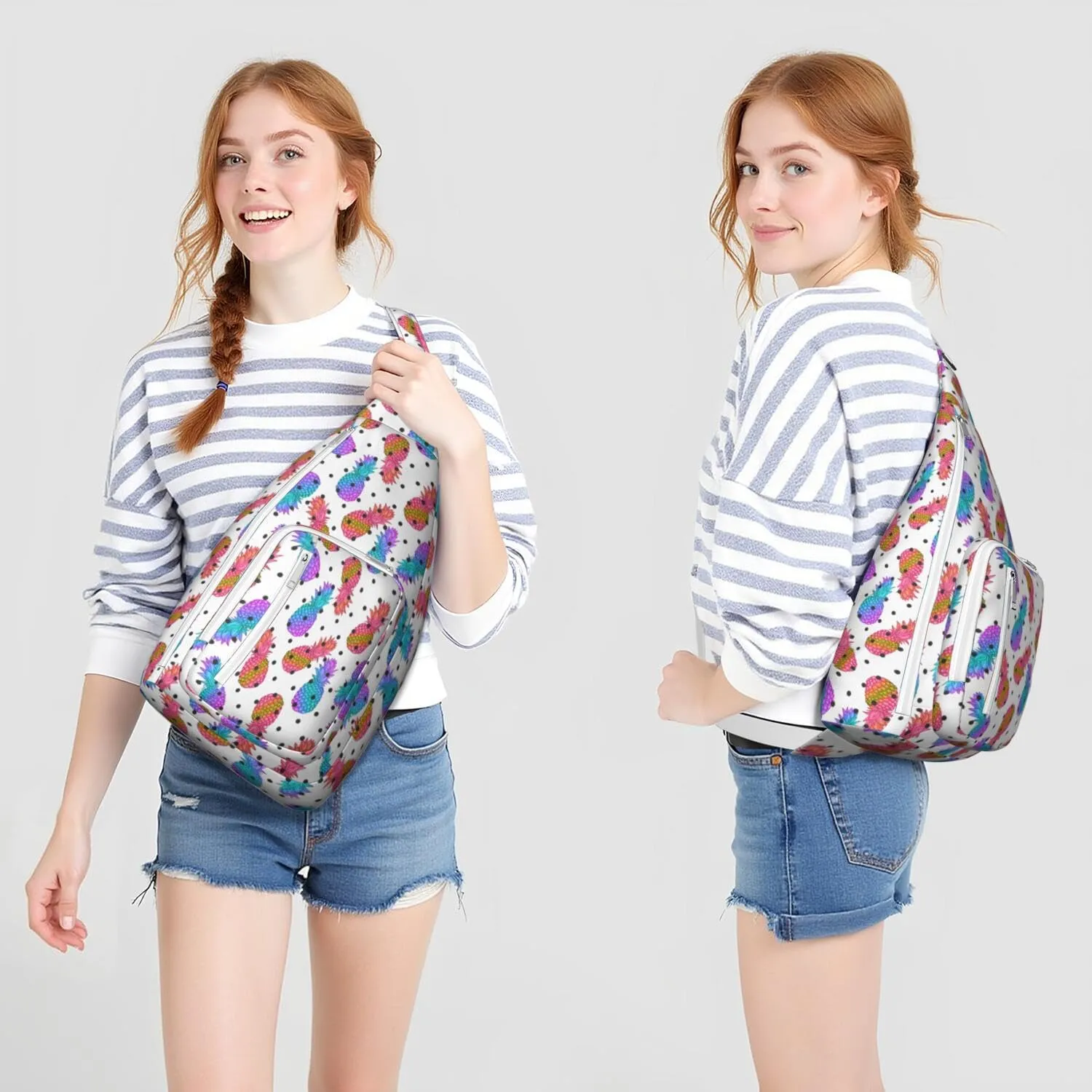 Shoulder Sling Crossbody Casual Chest Bag For Travel Sports Running,Backpack for Men & Women Lightweight Sports BagCrossbody Concealed Carry,Pineapple Shoulder Bag Waterproof Chest Bag