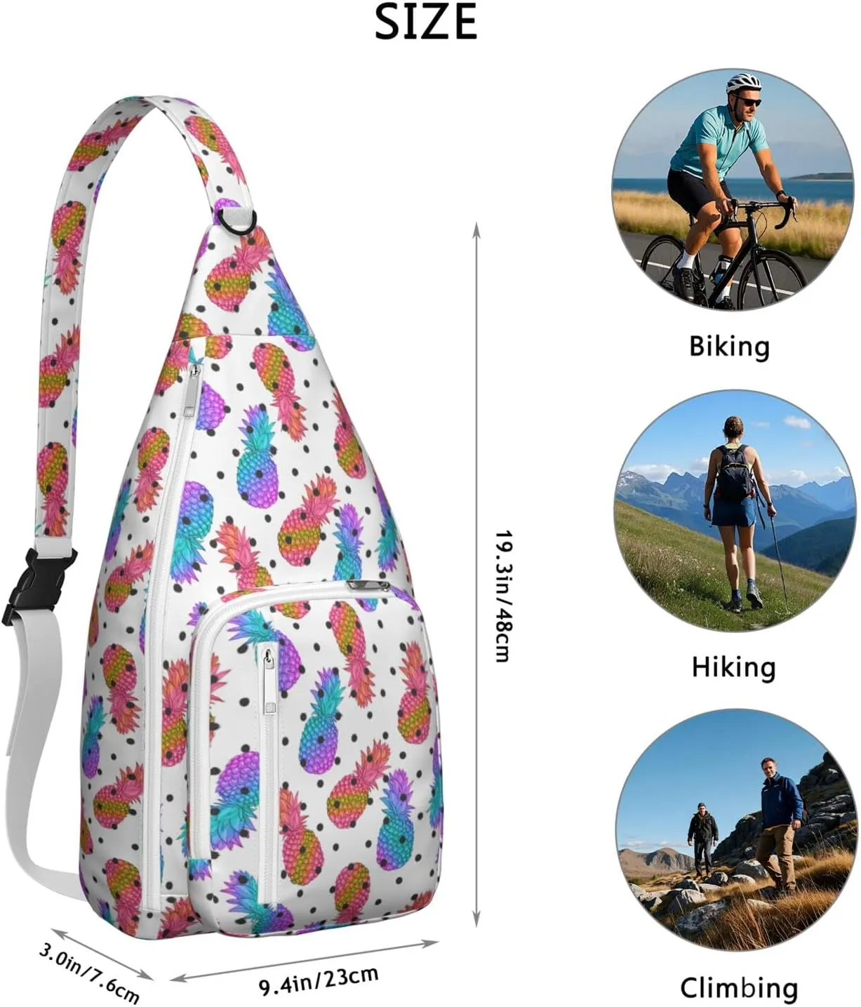 Shoulder Sling Crossbody Casual Chest Bag For Travel Sports Running,Backpack for Men & Women Lightweight Sports BagCrossbody Concealed Carry,Pineapple Shoulder Bag Waterproof Chest Bag