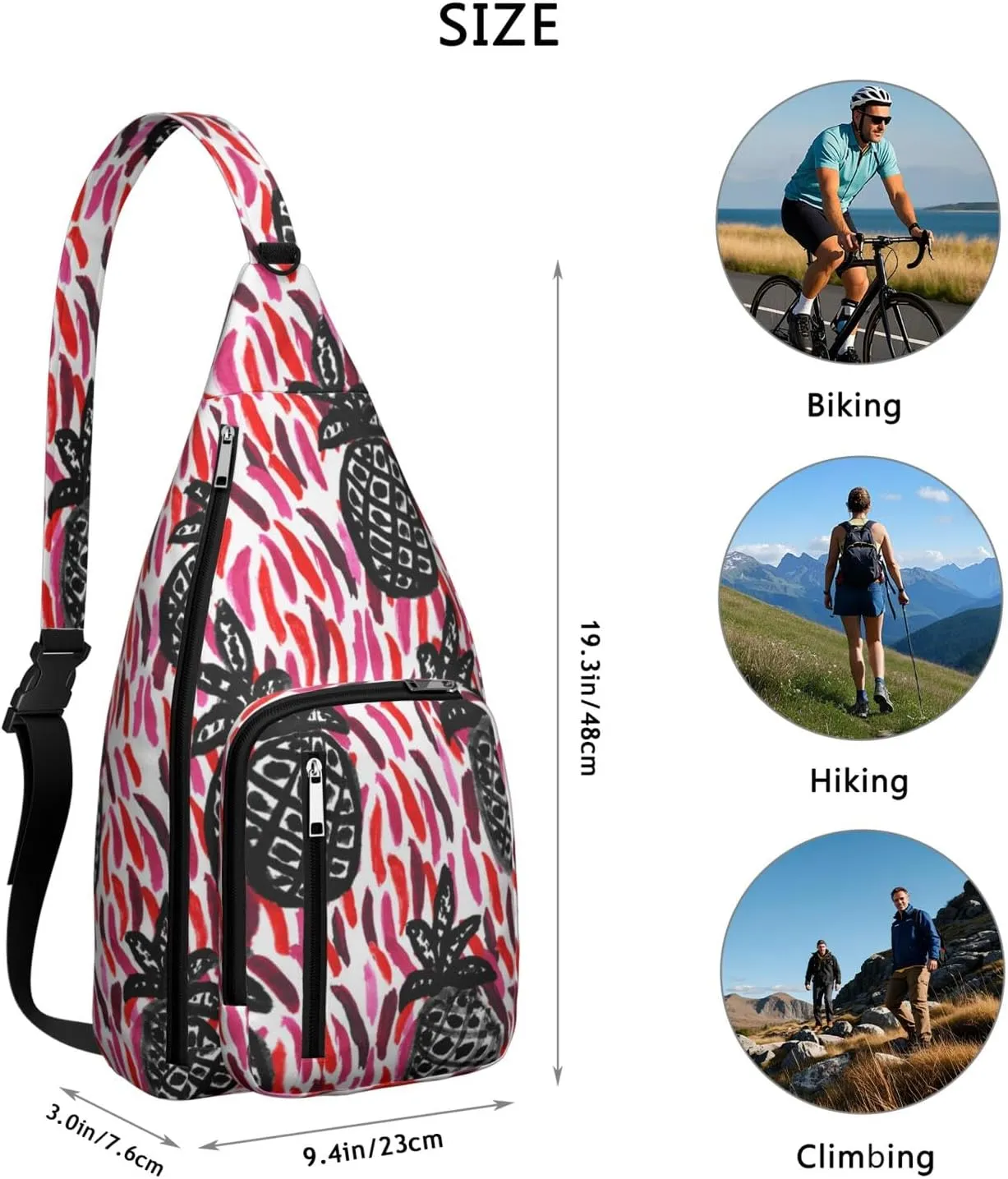 Shoulder Sling Crossbody Casual Chest Bag For Travel Sports Running,Backpack for Men & Women Lightweight Sports BagCrossbody Concealed Carry,Pineapple Shoulder Bag Waterproof Chest Bag