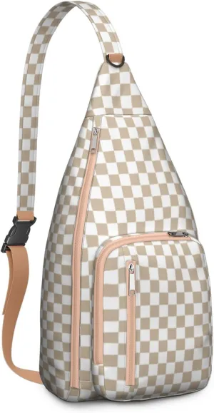 Shoulder Sling Crossbody Casual Chest Bag For Travel Sports Running,Backpack for Men & Women Lightweight Sports BagCrossbody Concealed Carry,Plaid Shoulder Bag Waterproof Chest Bag