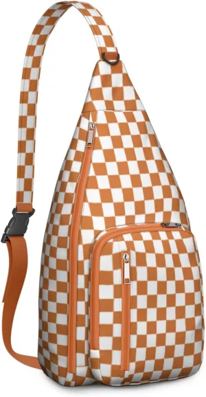Shoulder Sling Crossbody Casual Chest Bag For Travel Sports Running,Backpack for Men & Women Lightweight Sports BagCrossbody Concealed Carry,Plaid Shoulder Bag Waterproof Chest Bag