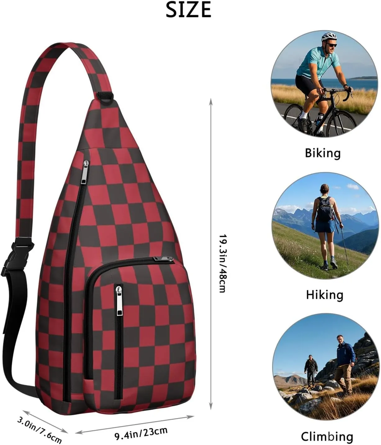 Shoulder Sling Crossbody Casual Chest Bag For Travel Sports Running,Backpack for Men & Women Lightweight Sports BagCrossbody Concealed Carry,Plaid Shoulder Bag Waterproof Chest Bag