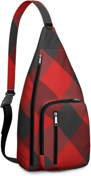 Shoulder Sling Crossbody Casual Chest Bag For Travel Sports Running,Backpack for Men & Women Lightweight Sports BagCrossbody Concealed Carry,Plaid Shoulder Bag Waterproof Chest Bag