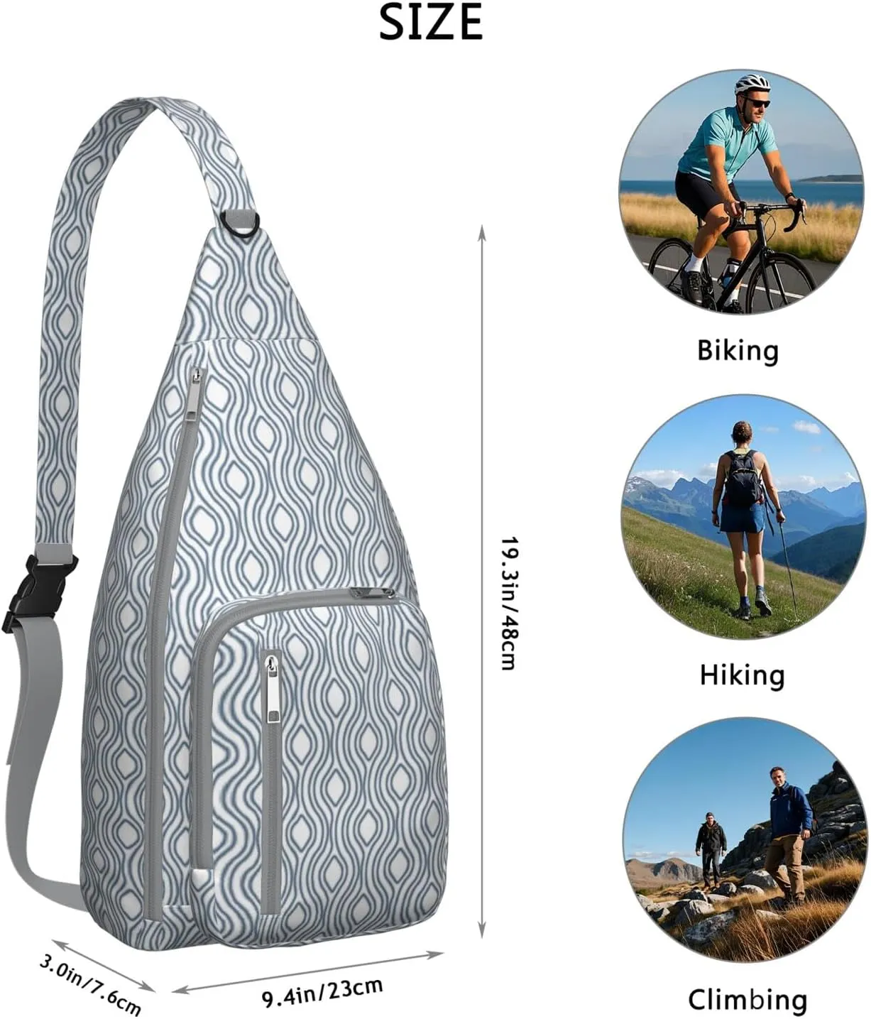 Shoulder Sling Crossbody Casual Chest Bag For Travel Sports Running,Backpack for Men & Women Lightweight Sports BagCrossbody Concealed Carry,Plaid Shoulder Bag Waterproof Chest Bag