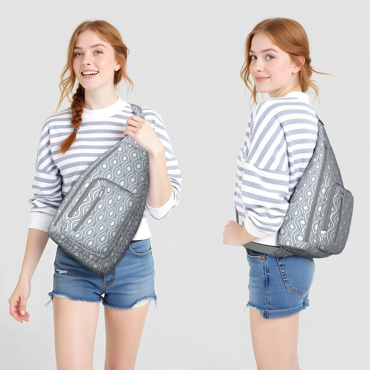 Shoulder Sling Crossbody Casual Chest Bag For Travel Sports Running,Backpack for Men & Women Lightweight Sports BagCrossbody Concealed Carry,Plaid Shoulder Bag Waterproof Chest Bag