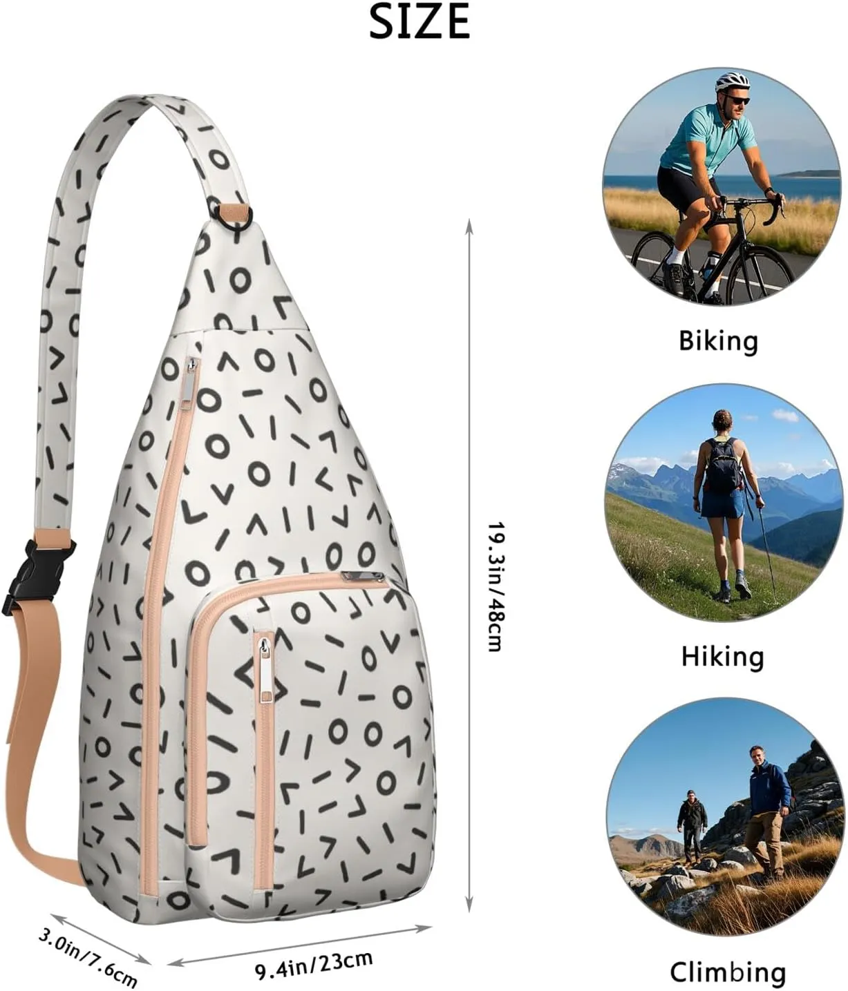 Shoulder Sling Crossbody Casual Chest Bag For Travel Sports Running,Backpack for Men & Women Lightweight Sports BagCrossbody Concealed Carry,Polka Shoulder Bag Waterproof Chest Bag